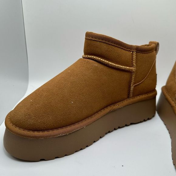 YSP Women's Genuine pull on platform boot 10 CHESTNUT - Picture 7 of 7